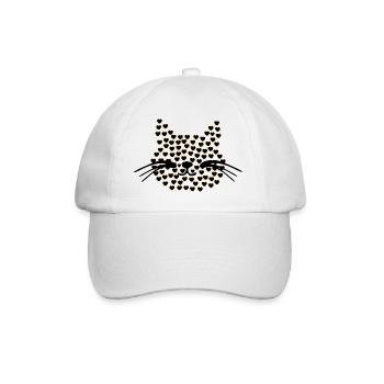 Katzen Herzen Valentinstag - Baseballkappe - Weiß/Weiß - Vorne