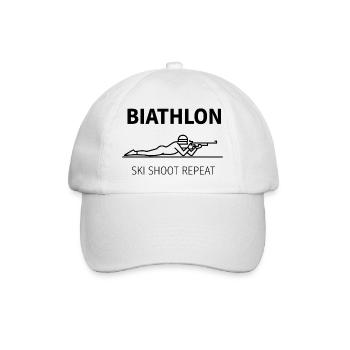 Biathlon Ski Shoot Repeat Design Wintersport - Baseballkappe - Weiß/Weiß - Vorne
