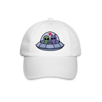 Niedliches Alien-Paar mit Hearts Galactic Romance - Baseballkappe - Weiß/Weiß - Vorne