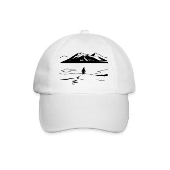 But Why Penguin Meme Minimalist Art - Baseball Cap - white/white - Front