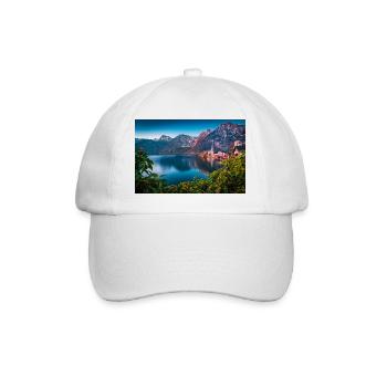 Hallstatt See und Bergdorf Landschaft - Baseballkappe - Weiß/Weiß - Vorne