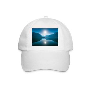 Reflecting mountain lake Lake Hallstatt - Baseball Cap - white/white - Front
