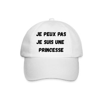 Ich kann nicht, ich bin eine PRINZESSIN - Baseballkappe - Weiß/Weiß - Vorne