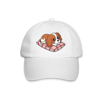 Cavalier king charle rêveur sur coussin à carreaux - Casquette classique - blanc/blanc - Devant