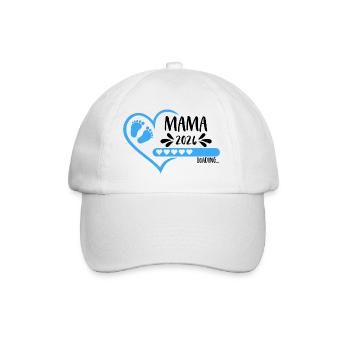 Mama 2026 loading Herz Babyfüße blau Junge - Baseballkappe - Weiß/Weiß - Vorne