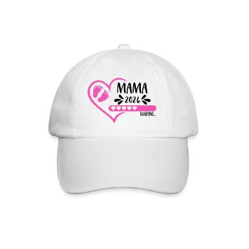 Mama 2026 loading Herz Babyfüße pink rosa Mädchen - Baseballkappe - Weiß/Weiß - Vorne