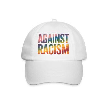 Gegen Rassismus – Antifa-Regenbogen-Tee - Baseballkappe - Weiß/Weiß - Vorne
