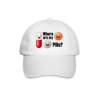 Pill joke: Where are my pills - Baseball Cap - white/white - Front