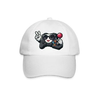 Kawaii-Spielcontroller-Friedenszeichen - Baseballkappe - Weiß/Weiß - Vorne