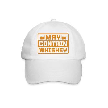 May Contain Whiskey Funny Bourbon Lover Quote Art - Baseball Cap - white/white - Front