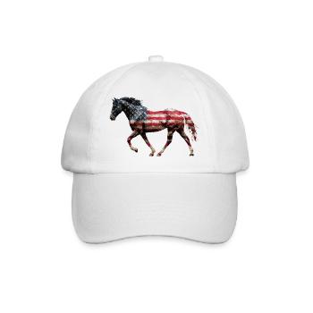 Pferd USA Flagge - Baseballkappe - Weiß/Weiß - Vorne