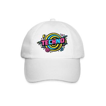 Techno Neon Retro Kreis - Baseballkappe - Weiß/Weiß - Vorne