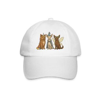 Mystic Paws – Fantasie Hunde - Australian Kelpie - Baseballkappe - Weiß/Weiß - Vorne