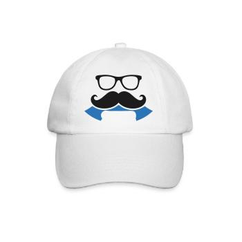 Hipster Schnurrbart Banner Logo - Baseballkappe - Weiß/Weiß - Vorne