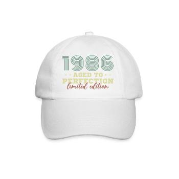 1986 Vintage Retro Geburtstagsgeschenk - Baseballkappe - Weiß/Weiß - Vorne