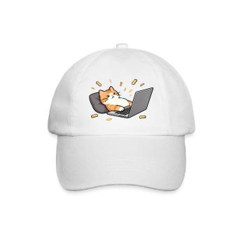 Geek chat in telecommuting mode - Baseball Cap - white/white - Front