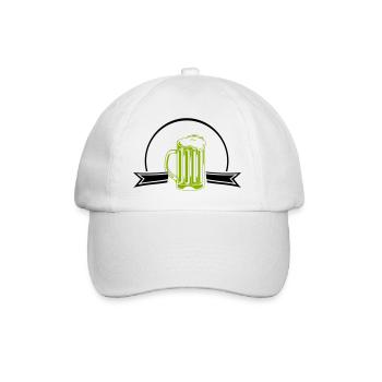 Green Neon Beer Mug Outline - Baseball Cap - white/white - Front
