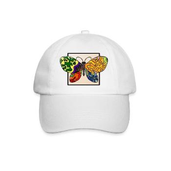 Multicolored Psyedelic Butterfly - Baseball Cap - white/white - Front