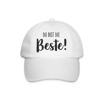 Du bist die Beste – Liebevolles Textdesign - Baseballkappe - Weiß/Weiß - Vorne