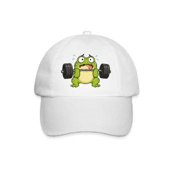 Lustiger Frosch im Fitnessstudio Gewichte heben - Baseballkappe - Weiß/Weiß - Vorne