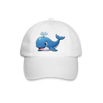 Blue Whale Cartoon - Baseball Cap - white/white - Front