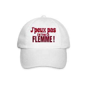 Jpeux pas j'ai trop la flemme - Casquette classique - blanc/blanc - Devant