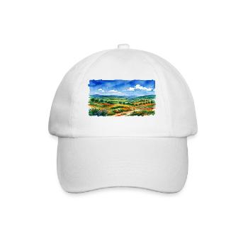 Landscape Watercolor Panorama - Baseball Cap - white/white - Front