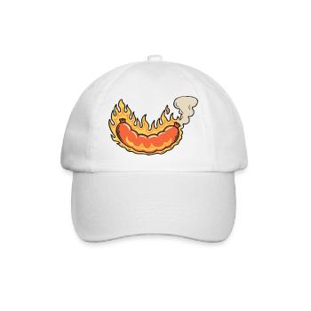Hot Dog in Flames Cartoon - Baseball Cap - white/white - Front