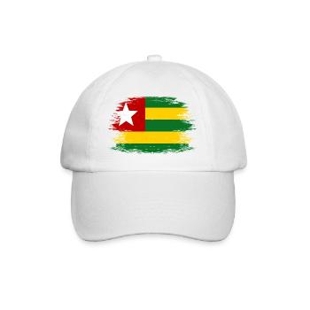 Togo_Flagge_used - Baseballkappe - Weiß/Weiß - Vorne