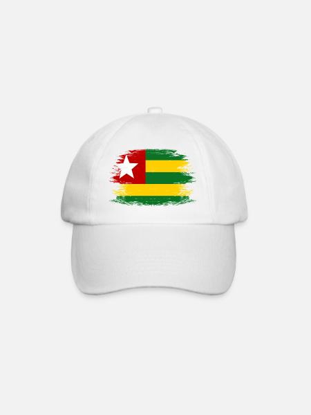 Togo_Flagge_used - Baseballkappe - Weiß/Weiß