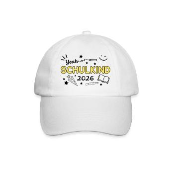 Schulkind Gelb Bleistift Lineal Design - Baseballkappe - Weiß/Weiß - Vorne