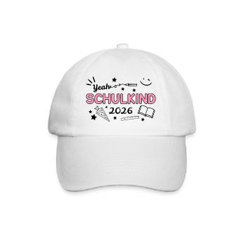 Schulkind Pink Schriftdesign - Baseballkappe - Weiß/Weiß - Vorne