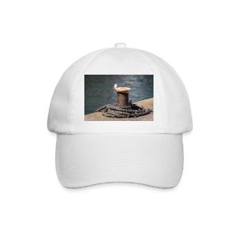 Bollards in the port of Büsum Germany Poster - Baseball Cap - white/white - Front