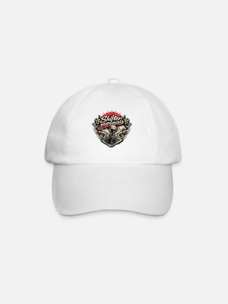 Japanischer Schalthebel: Vintage-mechanische Kette - Baseballkappe - Weiß/Weiß