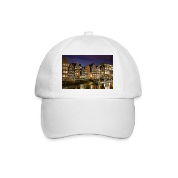 Vue nocturne de la route de la digue sur le Nikolaifleet - Casquette classique - blanc/blanc - Devant