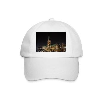 Hôtel de ville de Hambourg la nuit - Affiche - Casquette classique - blanc/blanc - Devant