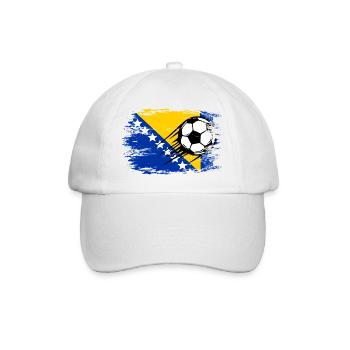 Bosnien Flagge Fußball used - Baseballkappe - Weiß/Weiß - Vorne