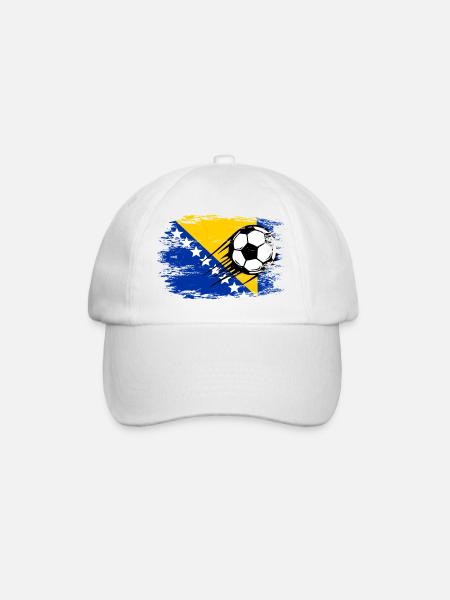 Bosnien Flagge Fußball used - Baseballkappe - Weiß/Weiß