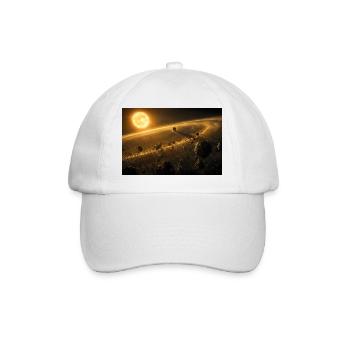 Golden Star Illuminating a Vast Asteroid Belt - Baseball Cap - white/white - Front