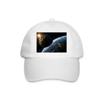 Cinematic Asteroid Approaching Planet Earth - Baseball Cap - white/white - Front