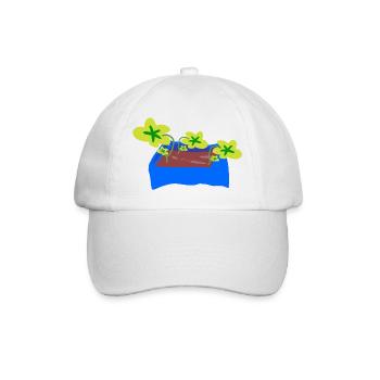 Blauer Pflanzentopf mit Kleeblättern - Baseballkappe - Weiß/Weiß - Vorne