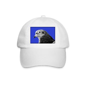 Taubenporträt auf Electric Blue - Baseballkappe - Weiß/Weiß - Vorne