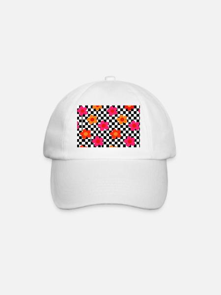 Motif de pop en flambeur à damier - Casquette classique - blanc/blanc