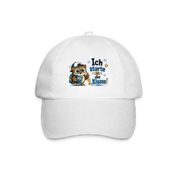 Ich starte in die 1. Klasse Eulen Design - Baseballkappe - Weiß/Weiß - Vorne