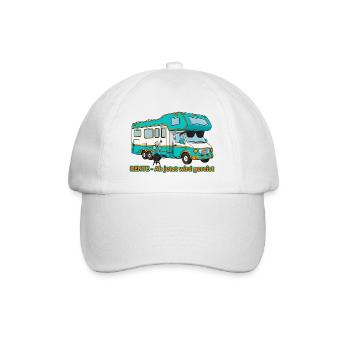 Lustiges Rente Geschenk - Retro Camper - Baseballkappe - Weiß/Weiß - Vorne