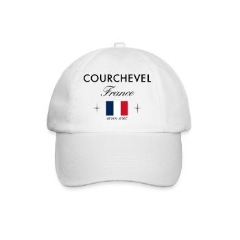 Courchevel, France, coordinates, travel, souvenir - Baseball Cap - white/white - Front
