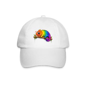 Caméléon arc-en-ciel sur une branche - Casquette classique - blanc/blanc - Devant