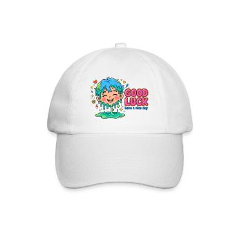 BONNE CHANCE - Visage Heureux Goutteuse - Bonne journée - Casquette classique - blanc/blanc - Devant