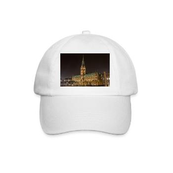 L’hôtel de ville de Hambourg illuminé la nuit - Casquette classique - blanc/blanc - Devant