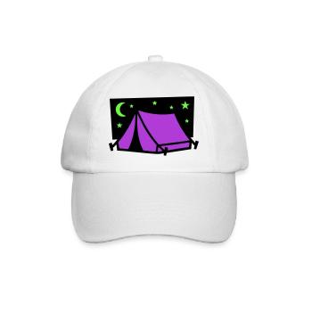 Camping Zelt Sterne Grafik - Baseballkappe - Weiß/Weiß - Vorne